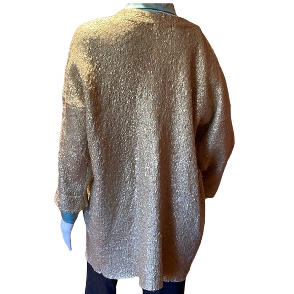 EYE DOLL Open front, metallic textured golden wheat colored jacket, S/M, EUC - Picture 3 of 11